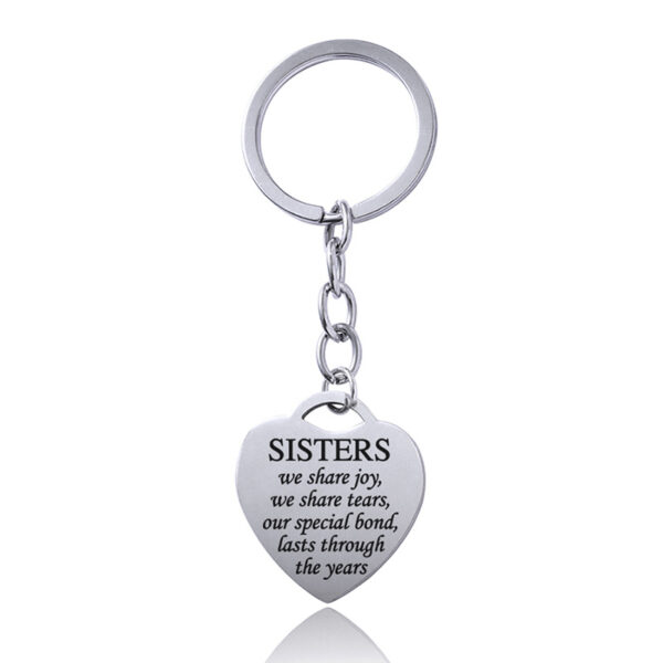 Stainless Steel Heart Sisters Best Friends Inspirational Keychains - Image 6