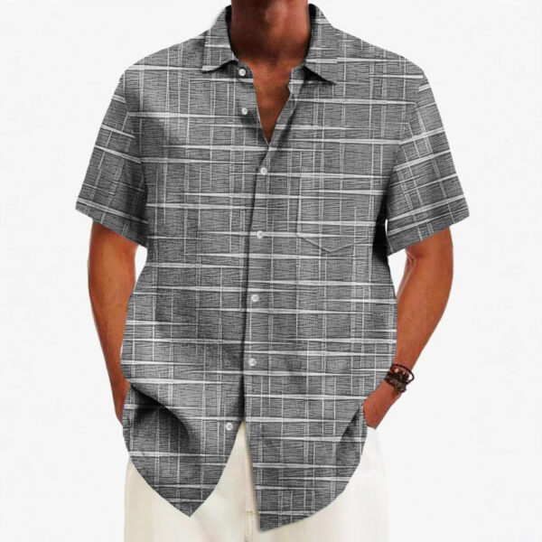 Personal Leisure Loose Men's Cardigan Button Short Sleeve Shirt - Image 4