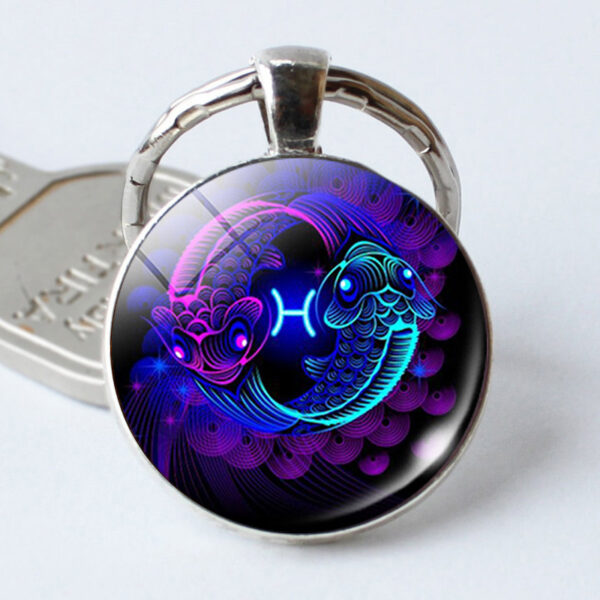 Twelve Constellation Time Stone Metal Keychains - Image 7