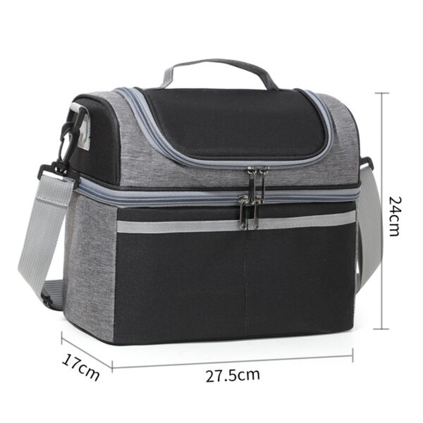 Double-layer Color Matching Lunch Bag Thick Aluminum Foil Large Capacity Insulated Bag - Image 9
