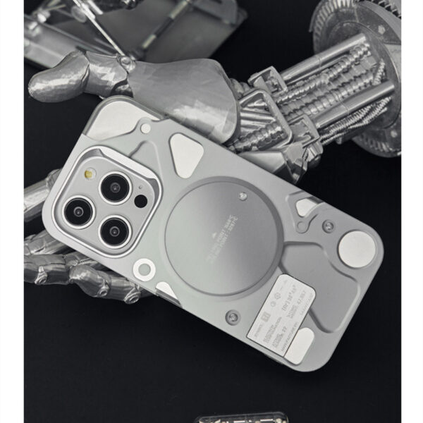 Electroplated Mechanical Silver Phone Case Personalized Magnetic Bracket - Image 5