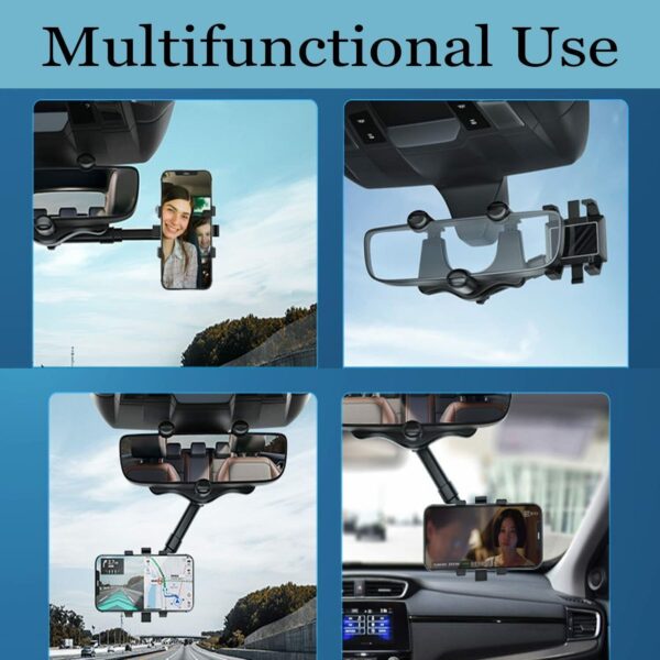 Rotatable And Retractable Car Phone Holder Rearview Mirror UK Stock - Image 7