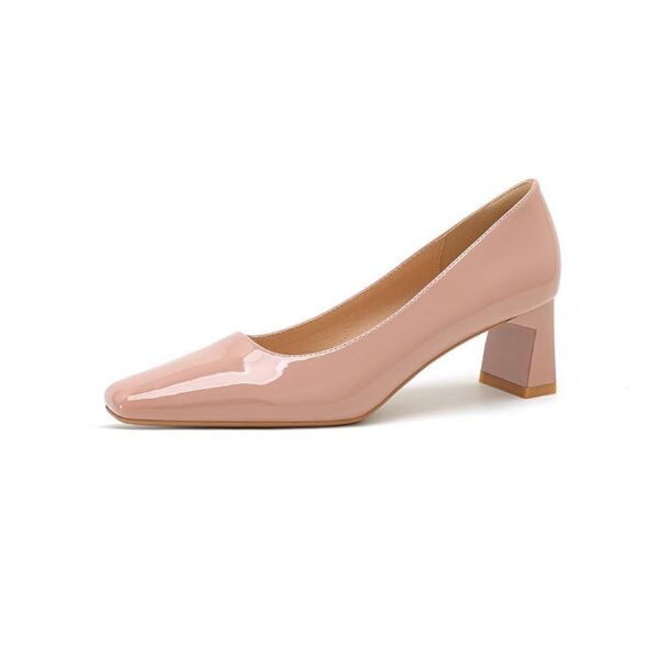 Classic Style High Heel Patent Leather Square Toe Light Luxury French Shoes
