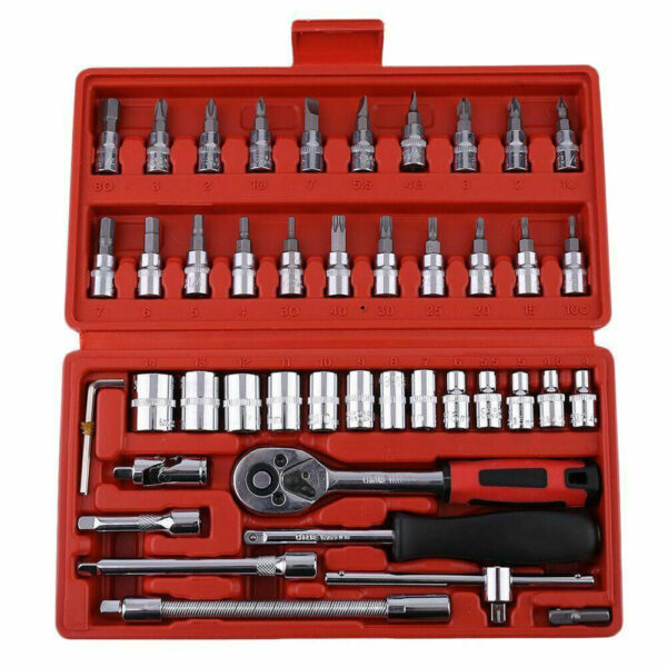 46PCS Metric Socket Set Ratchet Torx Wrench Kit 1  4   Drive Repair Tool With Case - Image 8