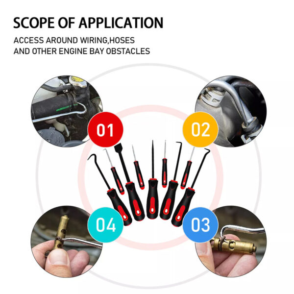 9PCS Profession Scraper Hook And Pick Tool Set O Ring Seal Removal Set&Mini Hook - Image 5