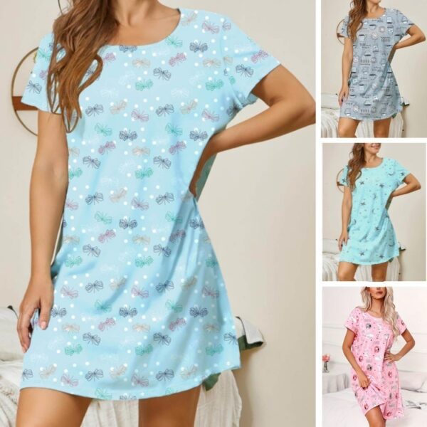 Home Crew Neck Casual Printing Dress - Image 7