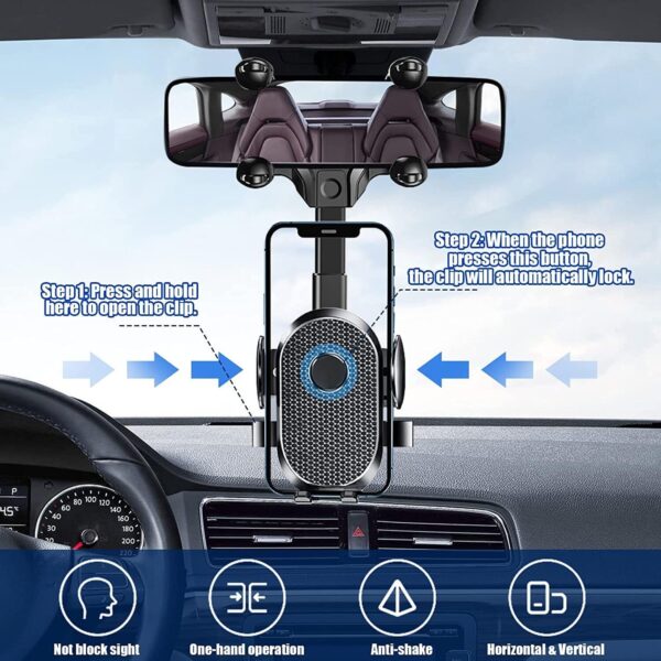 Rotatable And Retractable Car Phone Holder Rearview Mirror 2024 NEW - Image 9