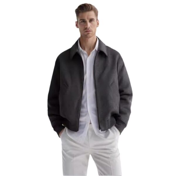 Wear Polo Collar Woolen Coat British Jacket Cardigan - Image 5