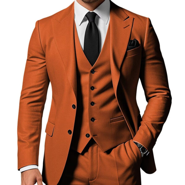 Men's Solid Color 2-piece Buckle Casual Jacket Vest Pants Set - Image 5