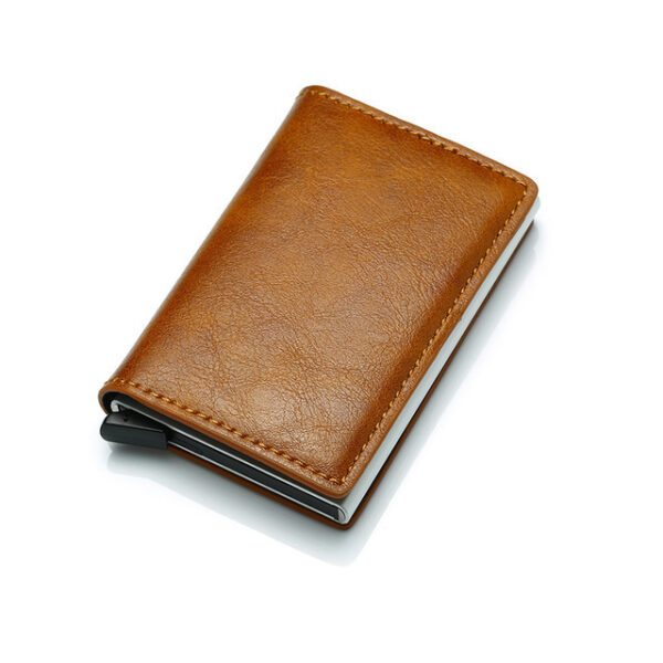 PU Leather Credit Holder Business Money Cash Card Package RFID Wallet Automatic Aluminum Alloy Card Men Bag - Image 3