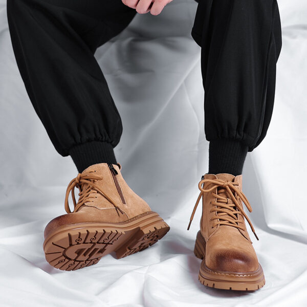 High-top Leather Shoes Leather Zipper Short Boots - Image 5