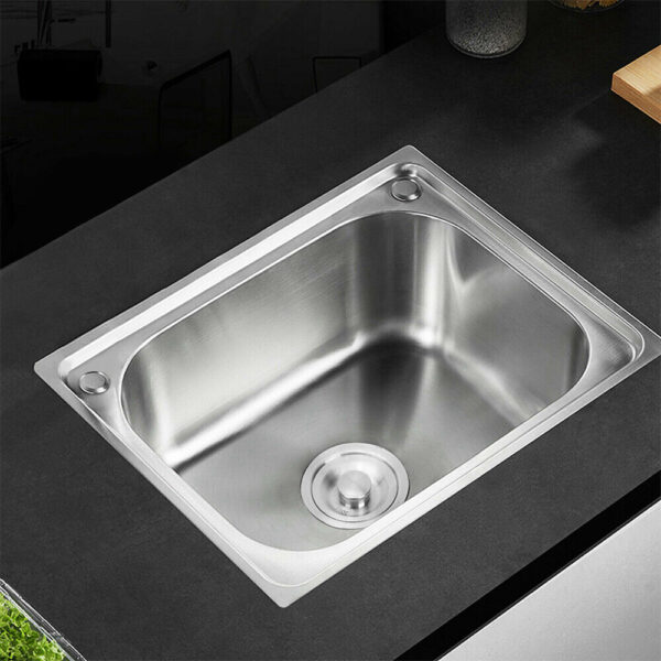 Stainless Steel Single Bowl Square Kitchen Laundry Washing Sink Plumbing Waste - Image 7