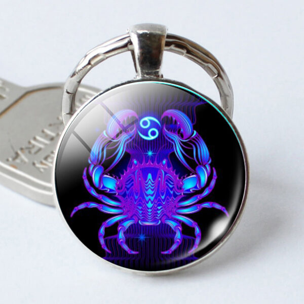Twelve Constellation Time Stone Metal Keychains - Image 4