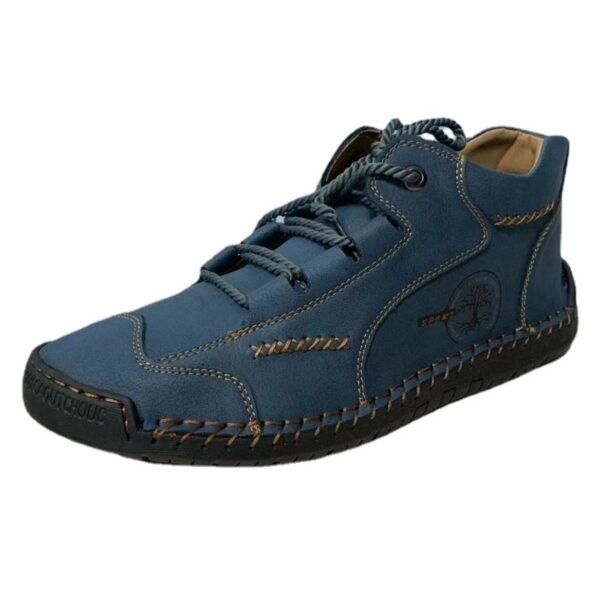 Men's Autumn Sewing High-top Leather Flat Outdoor Work Clothes Casual Shoes - Image 4