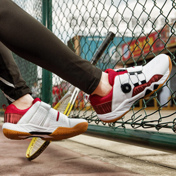 Non-slip Tennis Badminton Shoes, Breathable Rotating Buckle Lace-up Sneakers - Image 2
