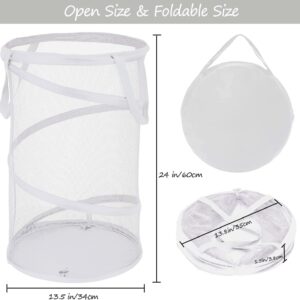 Large Collapsible Laundry Basket Foldable Mesh  Up Hamper With Handles For Laundry Room, Bath, Kids Room, College Dorm, Travel, Storage Organizer White