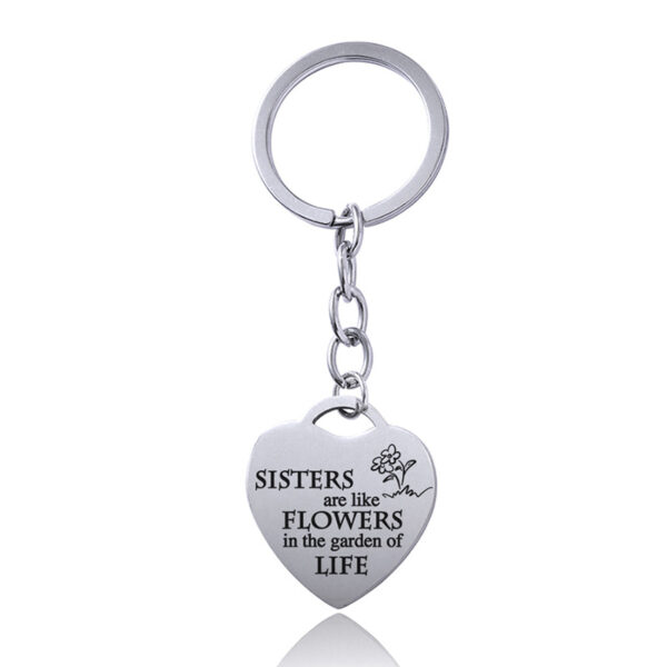 Stainless Steel Heart Sisters Best Friends Inspirational Keychains - Image 5
