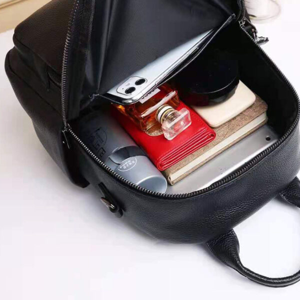 Casual Versatile Double Shoulder Wrap Layer Cowhide Women's Fashion Backpack - Image 2