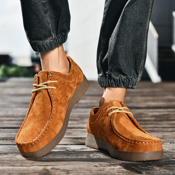 Outdoor Versatility For Traveling Suede British Style Leather Sneakers - Image 7
