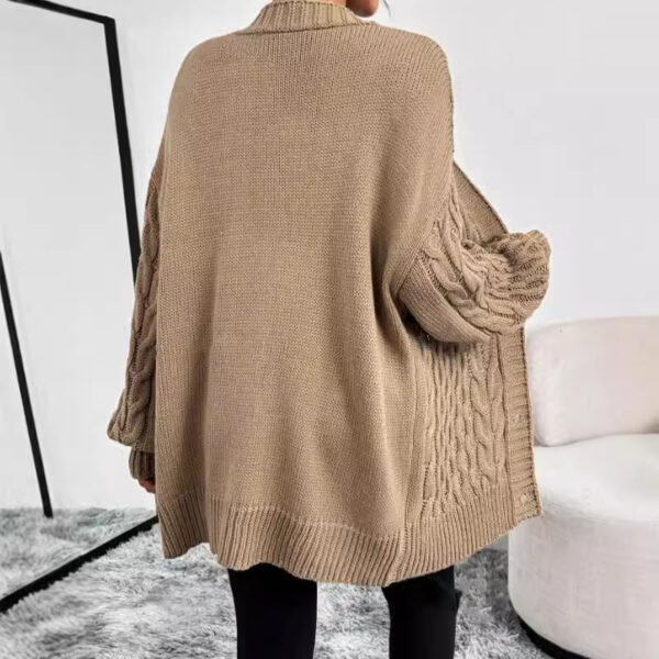 Women's Single-breasted Long Sleeve V-neck Sweaters Coat - Image 5