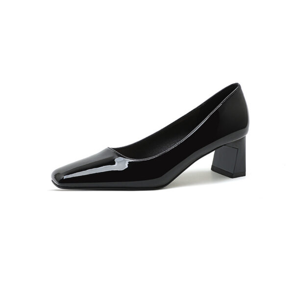 Classic Style High Heel Patent Leather Square Toe Light Luxury French Shoes - Image 8
