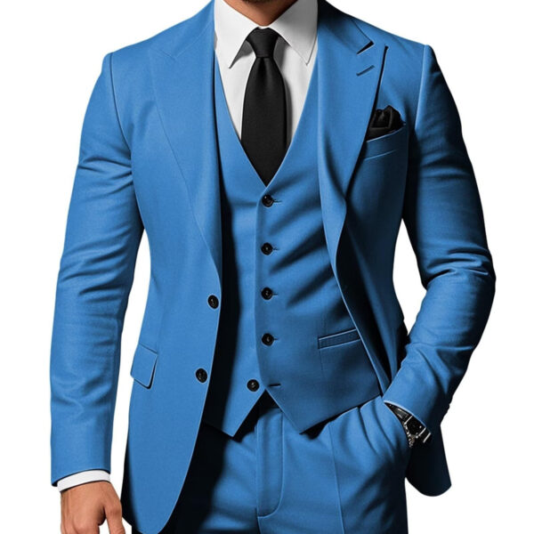 Men's Solid Color 2-piece Buckle Casual Jacket Vest Pants Set - Image 6