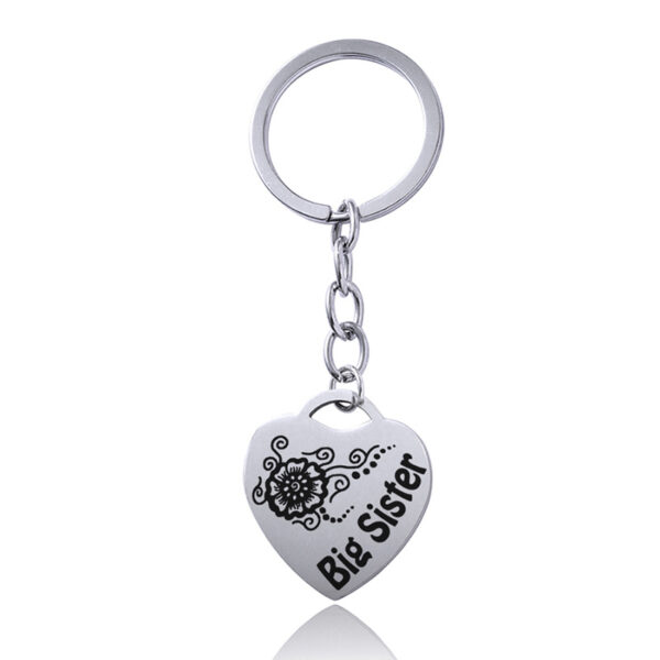 Stainless Steel Heart Sisters Best Friends Inspirational Keychains - Image 8