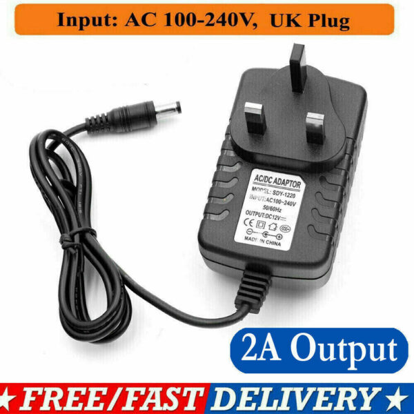 12V 1A AC -DC Adapter Charger Power Supply UK Plug For LED Light CCTV Camera UK - Image 2