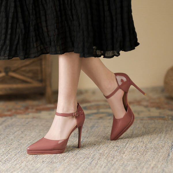Pointed-toe Waterproof Platform Hollow 10 5cm Women's High Heels - Image 3