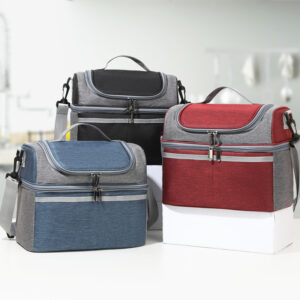 Double-layer Color Matching Lunch Bag Thick Aluminum Foil Large Capacity Insulated Bag