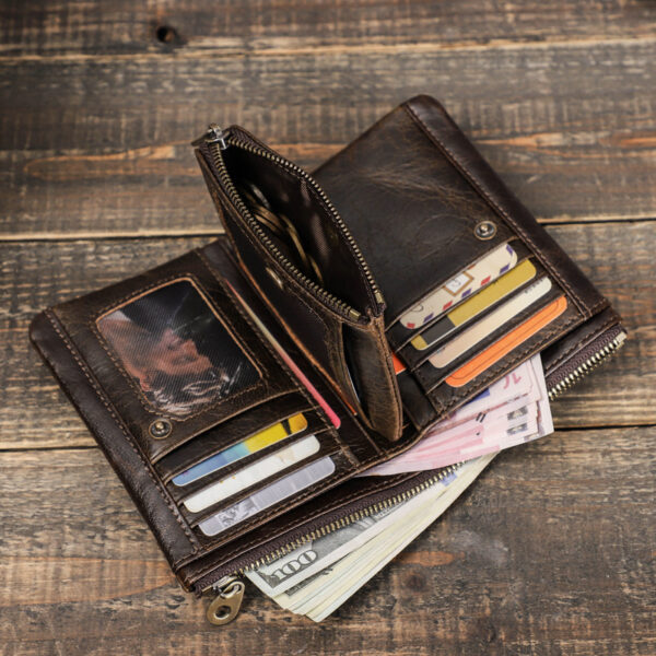 Black Angel Leather RFID Anti-theft Brush Men's Wallet - Image 2