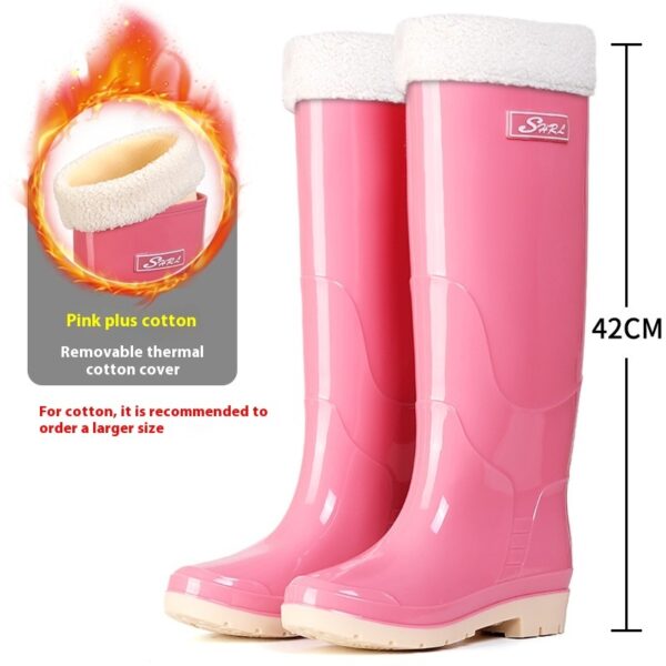 Fleece-lined Warm Length Waterproof Rain Boots - Image 8