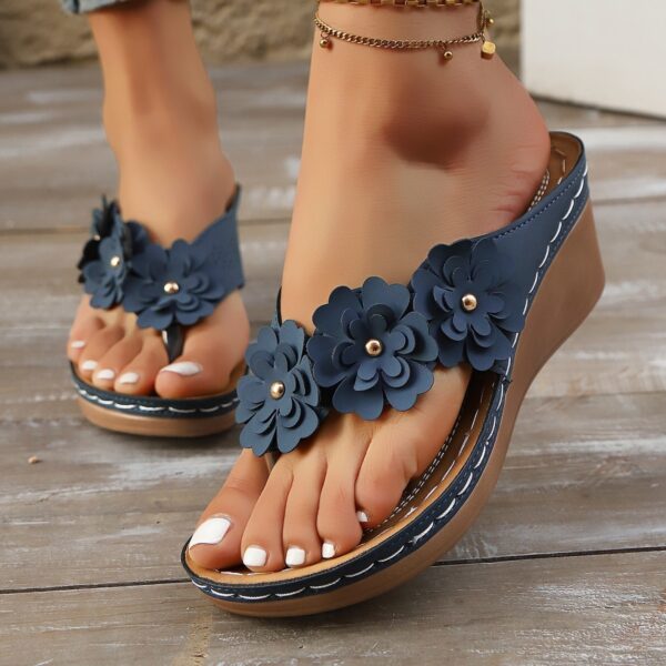 Flower Stitching Wedge Women's Sandals - Image 2