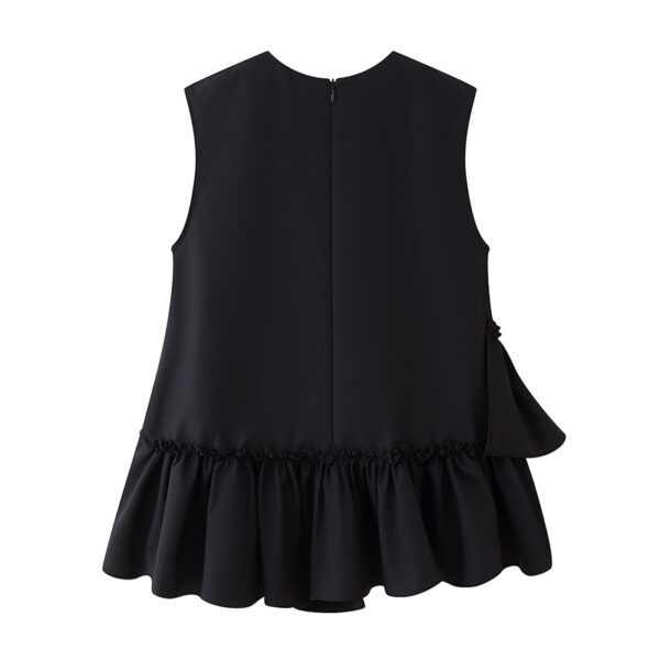 Irregular Design Beaded Ruffled Sleeveless Shirt For Women - Image 5