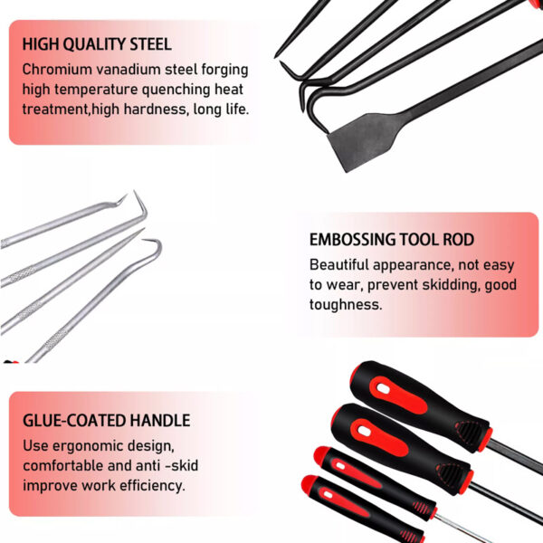 9PCS Profession Scraper Hook And Pick Tool Set O Ring Seal Removal Set&Mini Hook - Image 7