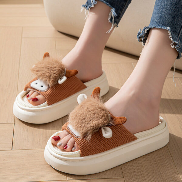 Spring And Autumn Linen Indoor Home Cartoon Eva Soft Bottom Mute Sweat-absorbent Slippers For Women - Image 6