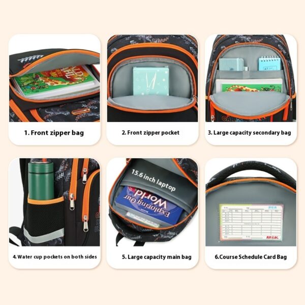Primary School Student Schoolbag Boys Stylish And Lightweight Grade 1-3 Children Backpack - Image 4