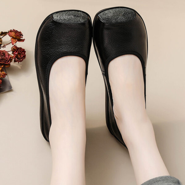 First Layer Cow Autumn Leather Shoes Flat Heel Comfort - Image 2