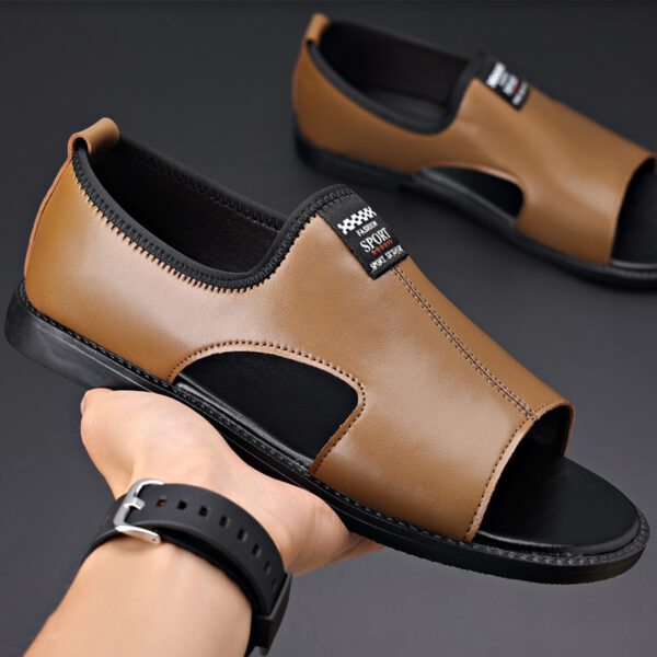 Roman Casual Sandals Soft Leather Non-slip Men - Image 6