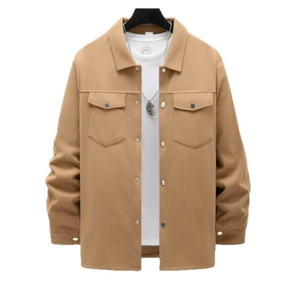 Men's Casual Spring And Autumn Solid Color Single-breasted Jacket Coat - Image 3