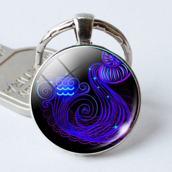 Twelve Constellation Time Stone Metal Keychains - Image 10