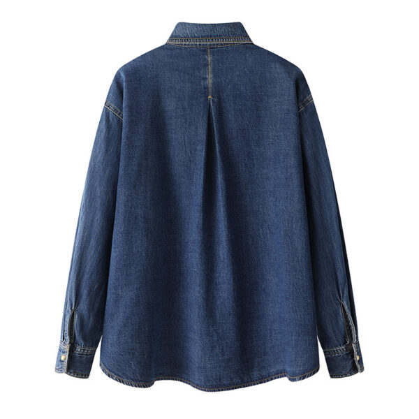 Minimalist Basic Commuter Denim Blue Shirt Top - Image 3