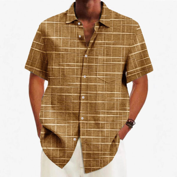Personal Leisure Loose Men's Cardigan Button Short Sleeve Shirt - Image 3