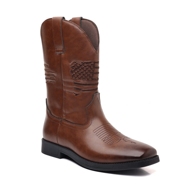 High Embroidered Retro Wide Head Cowboy Boot - Image 4
