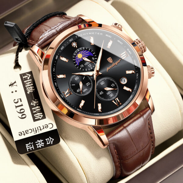 Multi-Function Sports Timing Moon Phase Men's Watch - Image 4