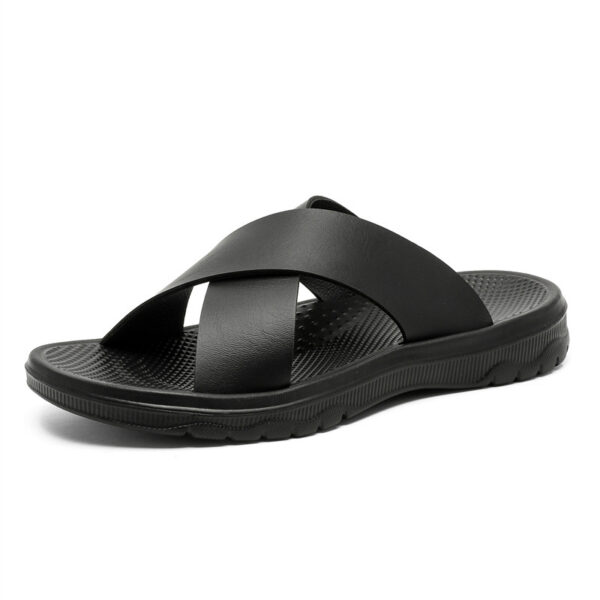 Leather Cross Plus Size Beach Casual Slippers Men - Image 5