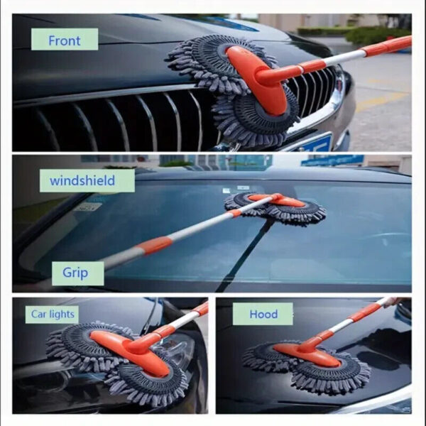 Microfiber Mop Wash Kit Telescopic Car Cleaning Brush With 4 Replacent Header - Image 6