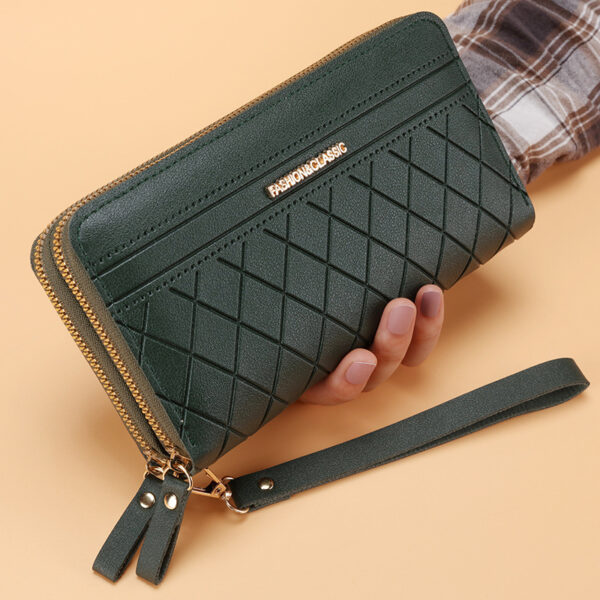 Women's Simple Double Zipper Multiple Card Slots Long Wallet - Image 10