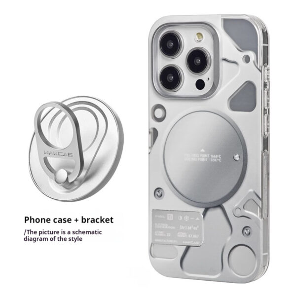 Electroplated Mechanical Silver Phone Case Personalized Magnetic Bracket - Image 7