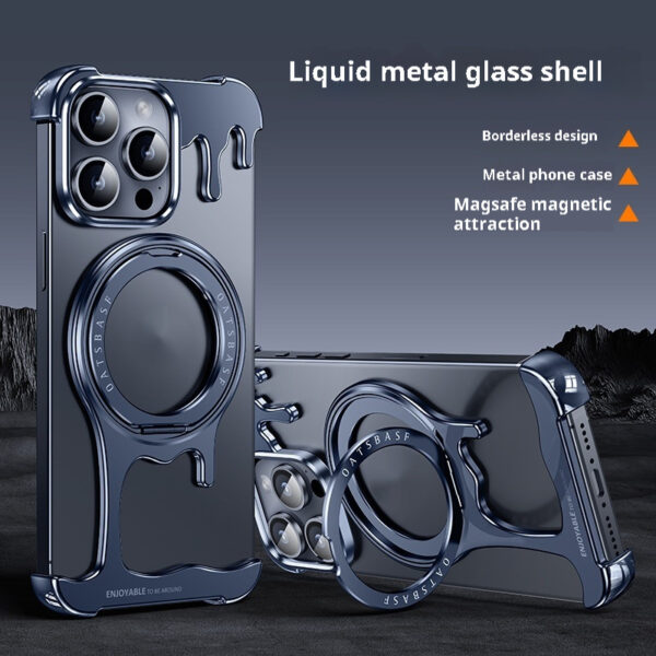 Liquid Frameless Nude Feel Phone Case Magnetic Bracket - Image 2
